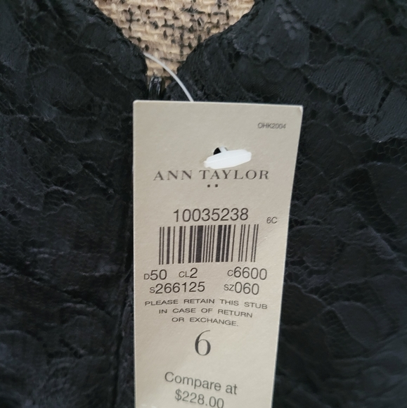 NWT! ANN TAYLOR SIZE 6 BLACK LACE DRESS - Picture 2 of 8